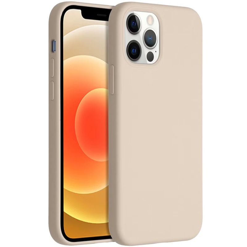 Accezz Liquid Silicone Backcover voor de iPhone 12 en de iPhone 12 Pro - Beige