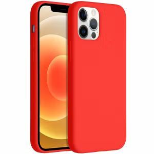 Accezz Liquid Silicone Backcover voor de iPhone 12 en de iPhone 12 Pro - Rood