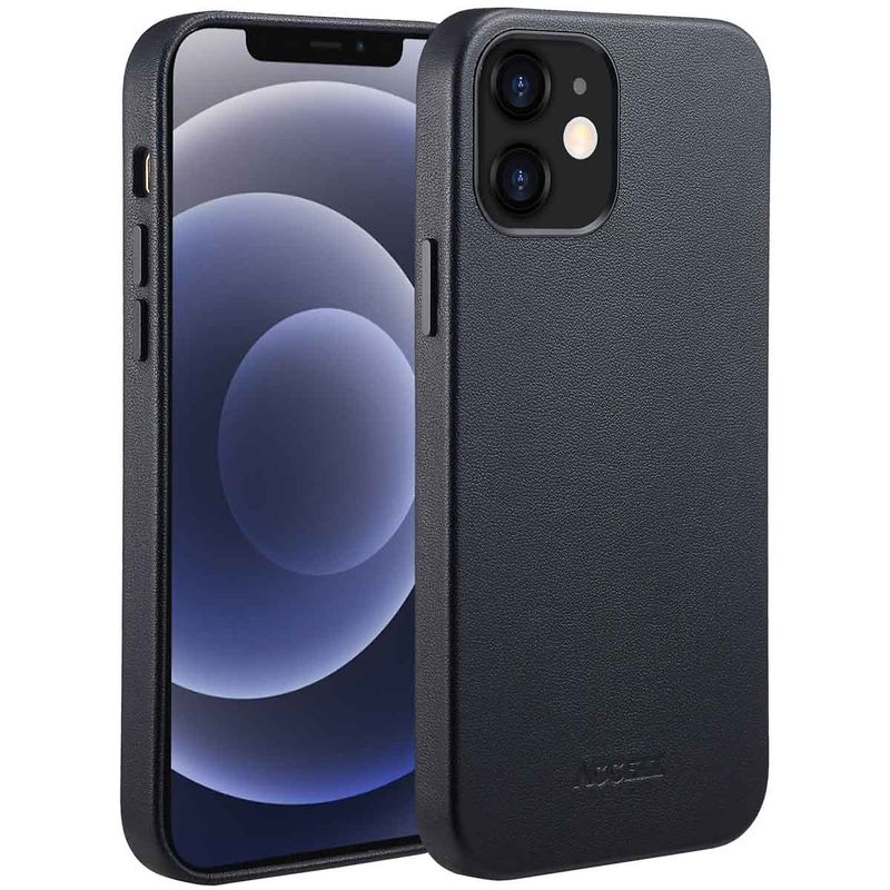 Accezz MagSafe Leather Backcover voor de iPhone 12 en de iPhone 12 Pro - Onyx Black