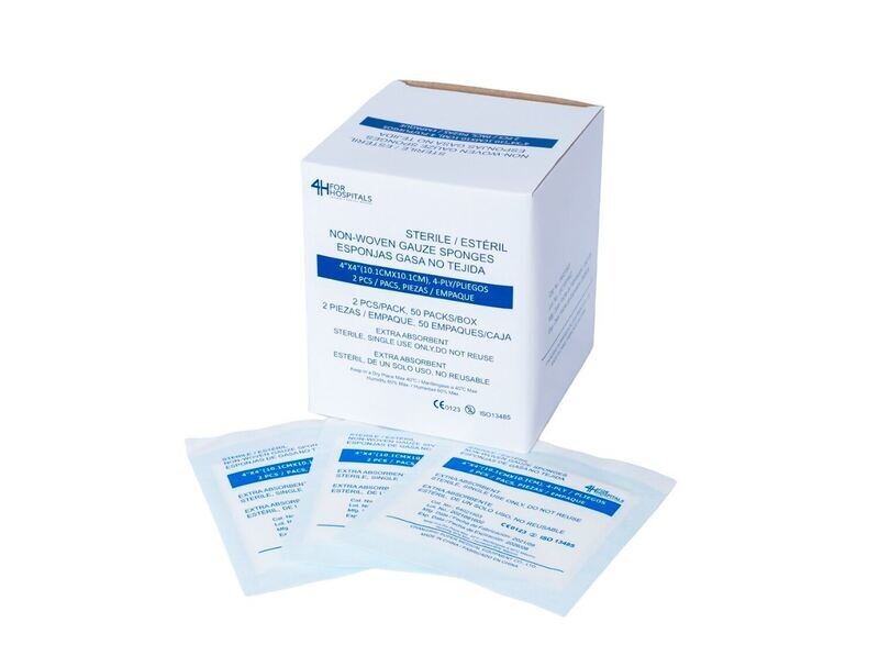 Gasa Estéril No Tejida 4x4 – 4 Pliegos, 50 Unidades | Extra Absorbente