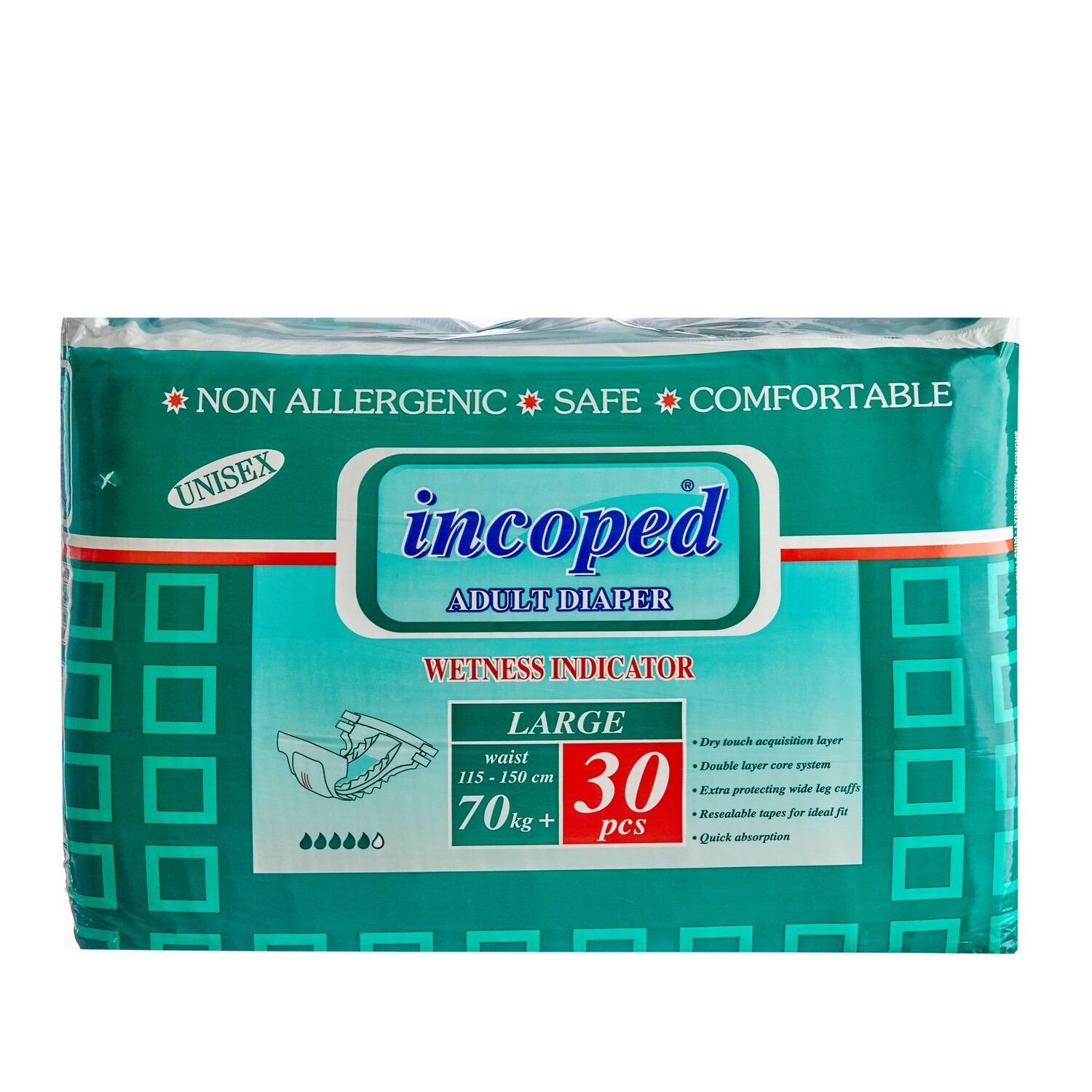 Pañal para adulto Incoped - 30 unidades, Talla: Pañal de Adulto Large