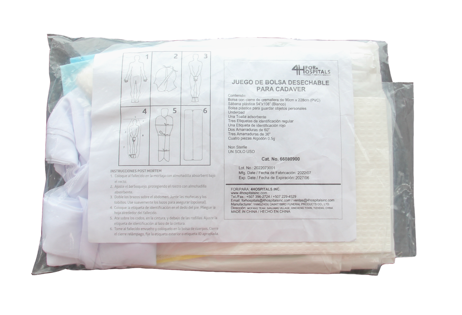 Kit de Bolsa Desechable para Cadáver | Multimed Panamá
