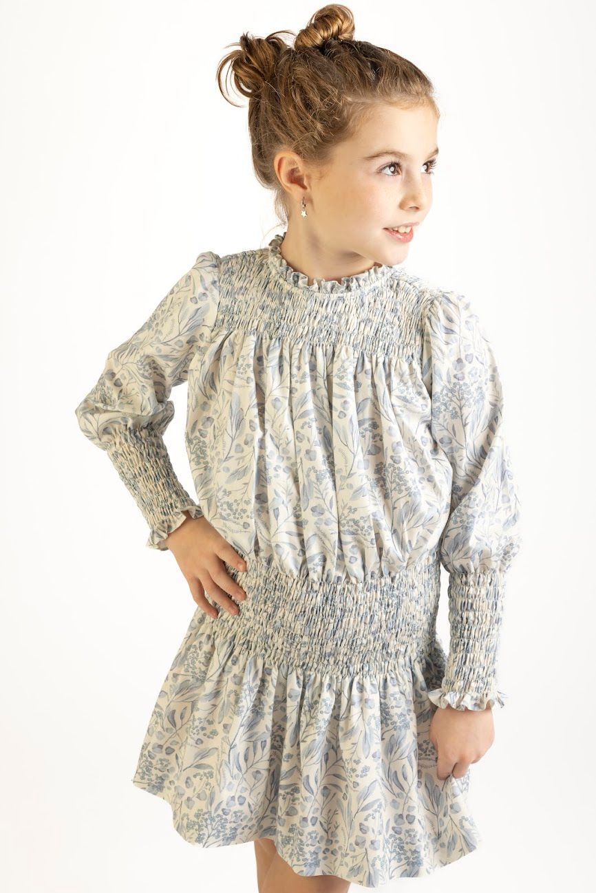 Blue Paisley Smocked Dress