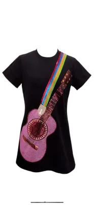 QOS Black Guitar Tee Dress