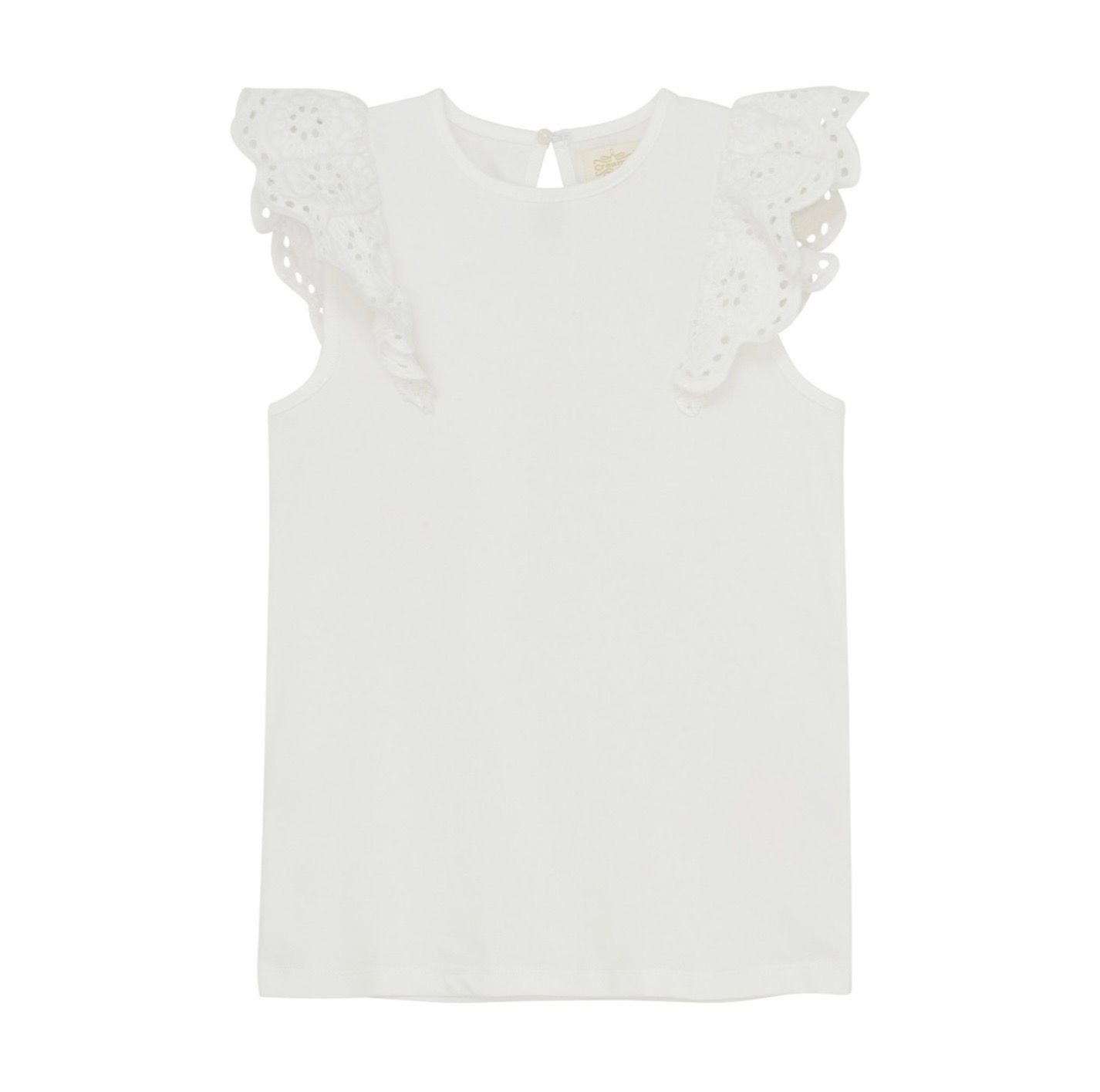 Creamie Eyelet Flutter Sleeve Top