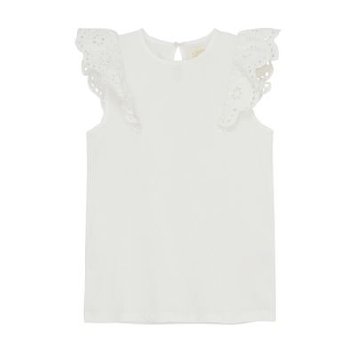 Creamie Eyelet Flutter Sleeve Top