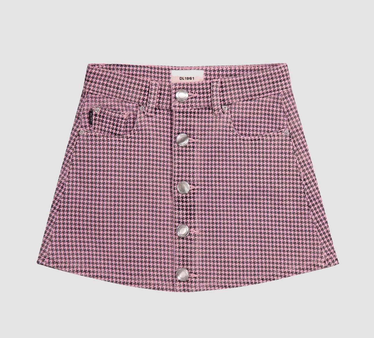 Jenny Mini Skirt-Pink Houndstooth
