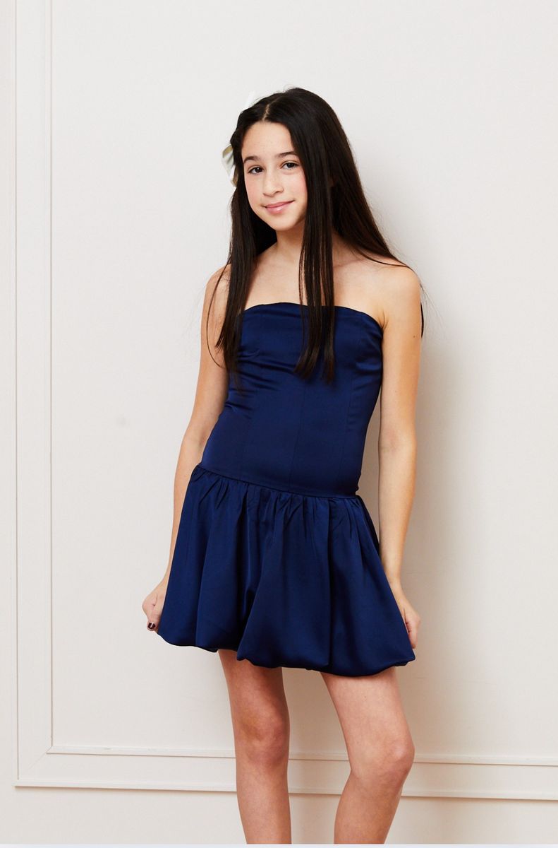 Bailey Satin Ballet Dress- Navy