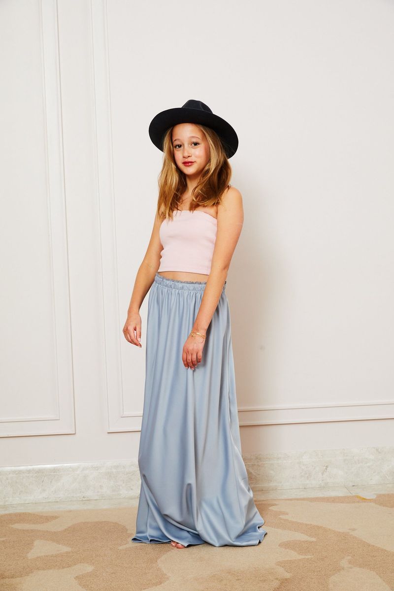 Joey Satin Maxi Skirt-Gray