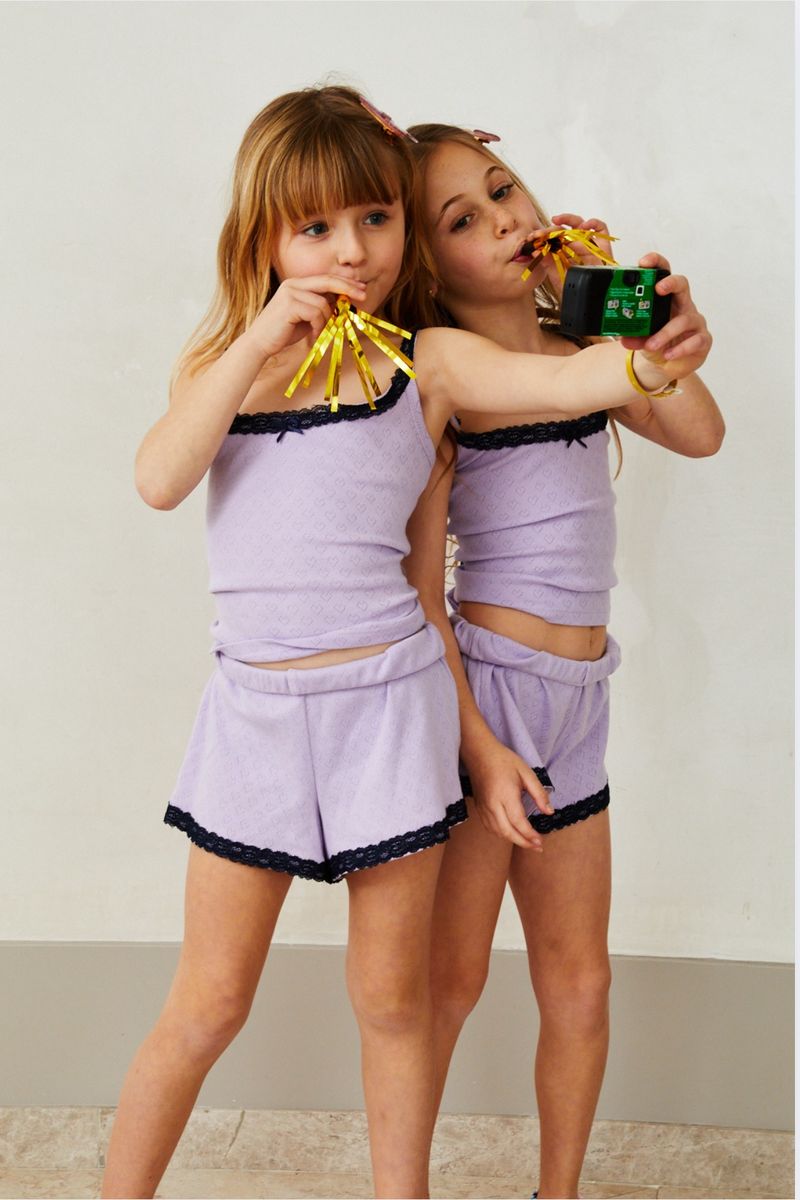  Lavender Pointelle Pj  W/ Navy Lace