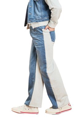 Wide Leg Pull On Denim-Indigo/Gray