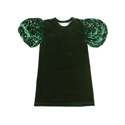 BC Green Velvet Puff Sleeve Dress