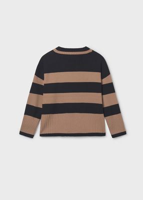 Mayoral Stripe Sweater-Black/Camel