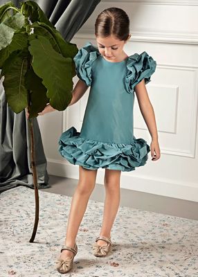 Abel &amp; Lula Teal Taffeta Dress 