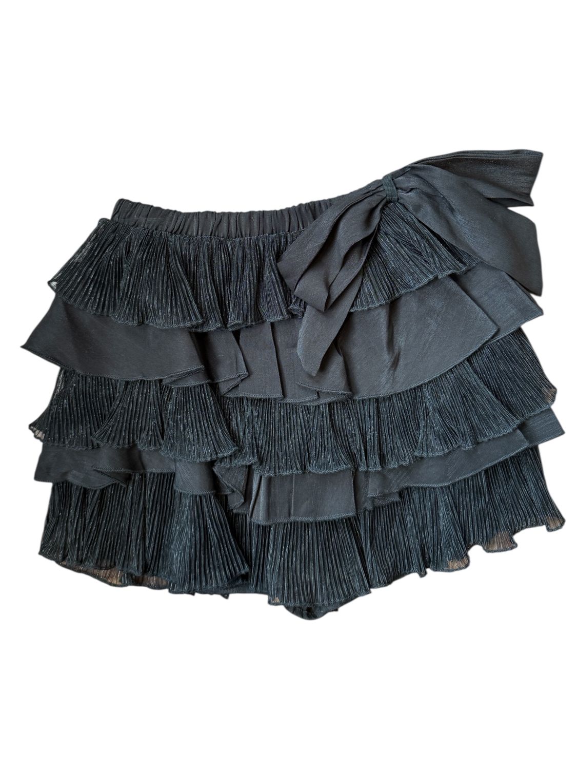 Tiered Ruffle Skort W/Bow-Black