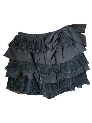 Tiered Ruffle Skort W/Bow-Black