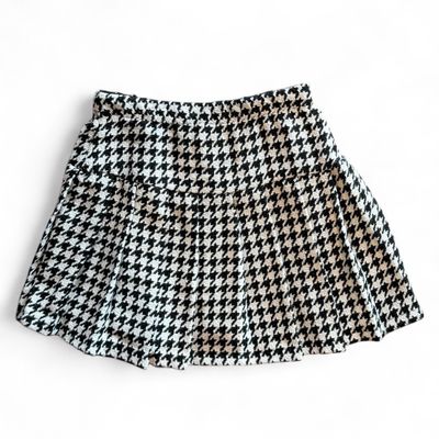 Houndstooth Tweed Skort-Blk/Wht