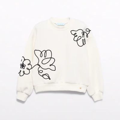 A&amp;L White Pullover w/ Black Flowers