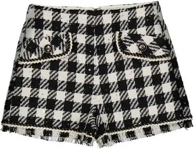 A&amp;L Black And White Tweed Shorts