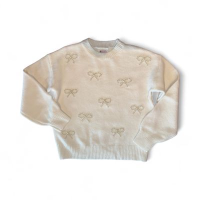 LD Sweater w/ Pearl Bows-Ivory
