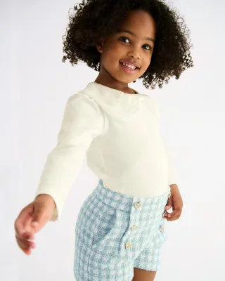 A&amp;L Tweed Teal and Winter White Shorts