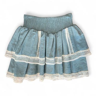 Ruffle Skort w/Lace- Blue