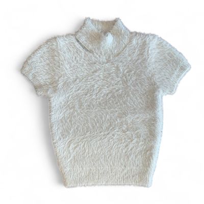 Fuzzy SS Cut Out Sweater