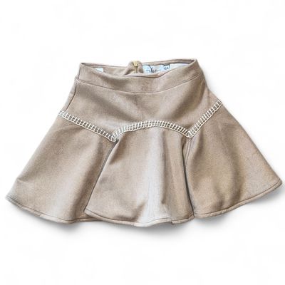 Suede Ruffle Skort-Camel