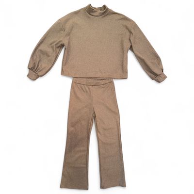 Brush Corduroy Wide Leg Set-Mocha