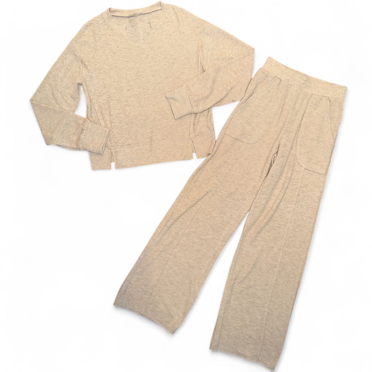 Tenly Latte LS Wide Leg Hacci Set