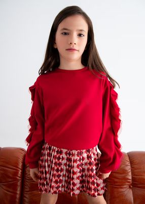 A&amp;L Red Frilly Sleeve Pullover