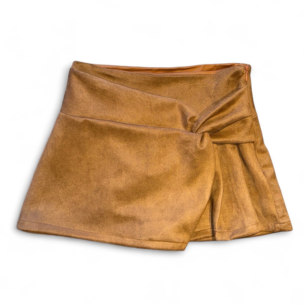 Suede Knot Skort-Camel