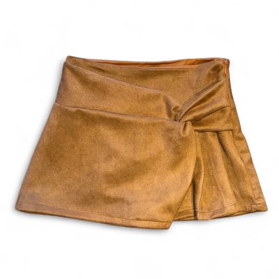 Suede Knot Skort-Camel