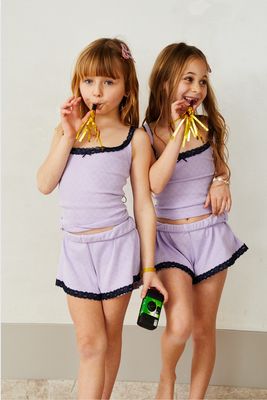  Lavender Pointelle Pj  W/ Navy Lace