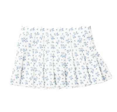 Cottage Blue Floral Pleated Skort