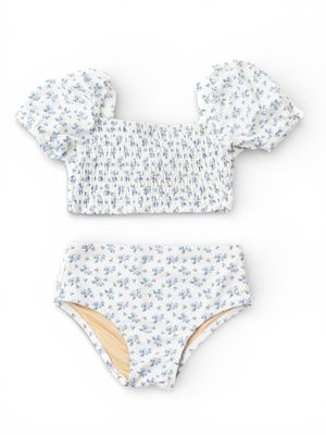 2pc Cottage Floral Blue Swimsuit