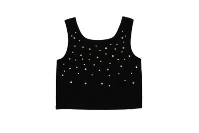 Mia Tank W/Pearls-Black