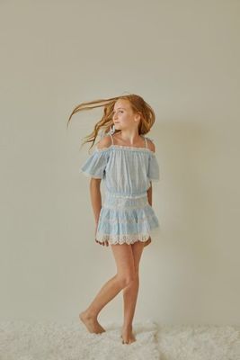 Luna Pastel Blue Heart Mini Skirt