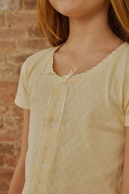Reese Pastel Yellow Lace Heart Baby Tee