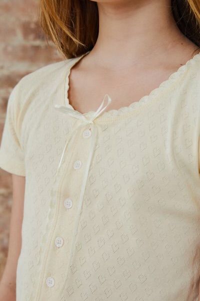 Reese Pastel Yellow Lace Heart Baby Tee