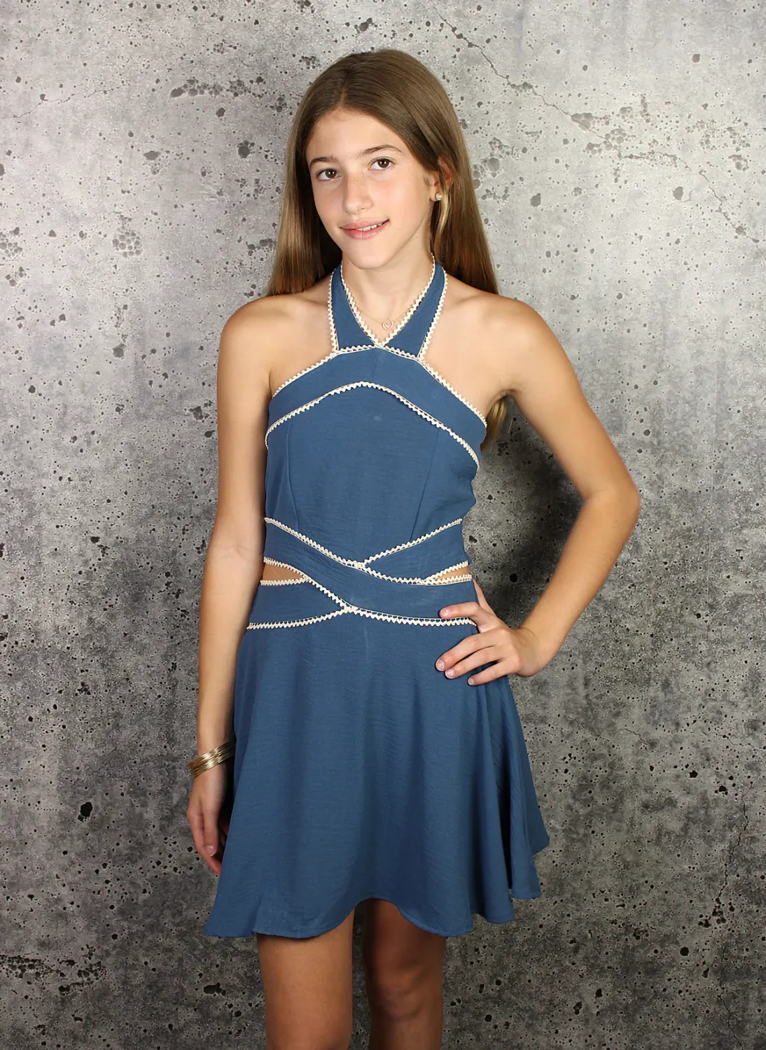 If So Halter Dress-Blue