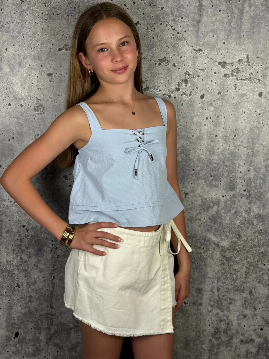 If So Babydoll Top-Blue