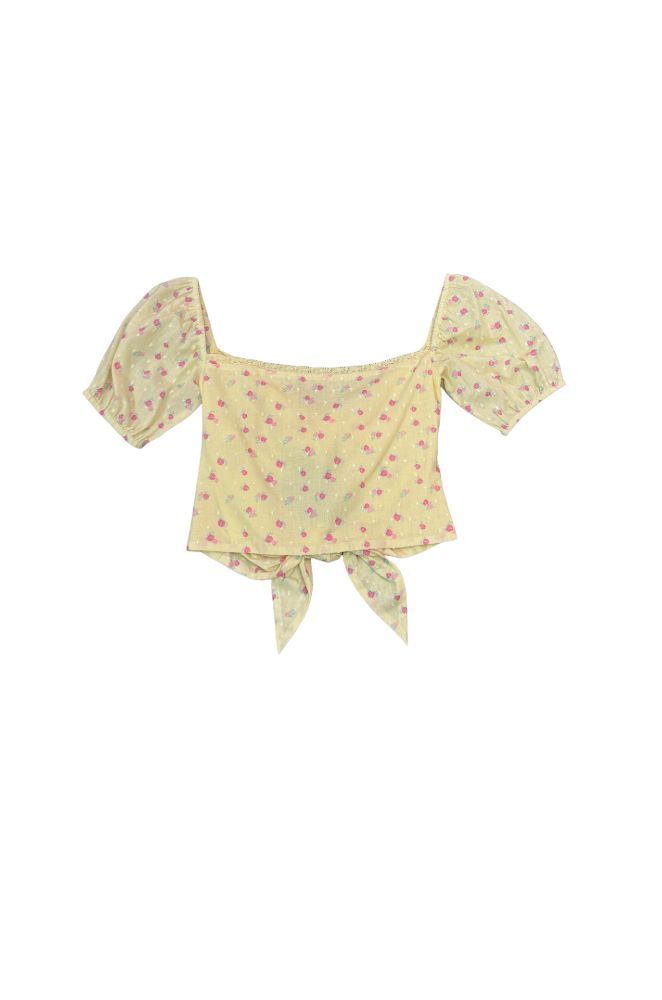 Noa Yellow Ditsy Dot Tie Back Top