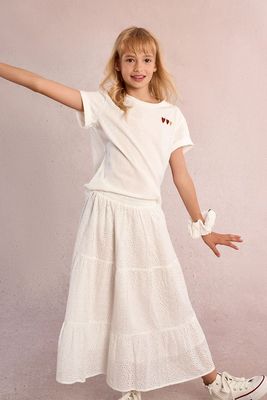 MB White Eyelet Maxi Skirt