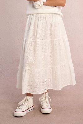 MB White Eyelet Maxi Skirt