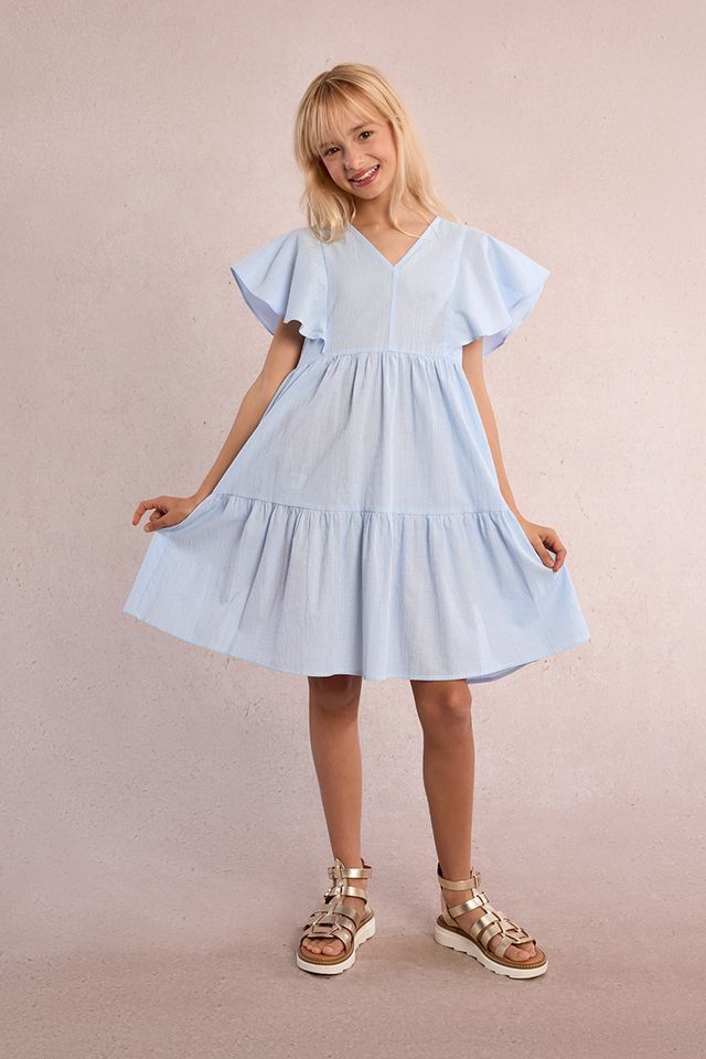 MB Lt Blue &amp; White Dress