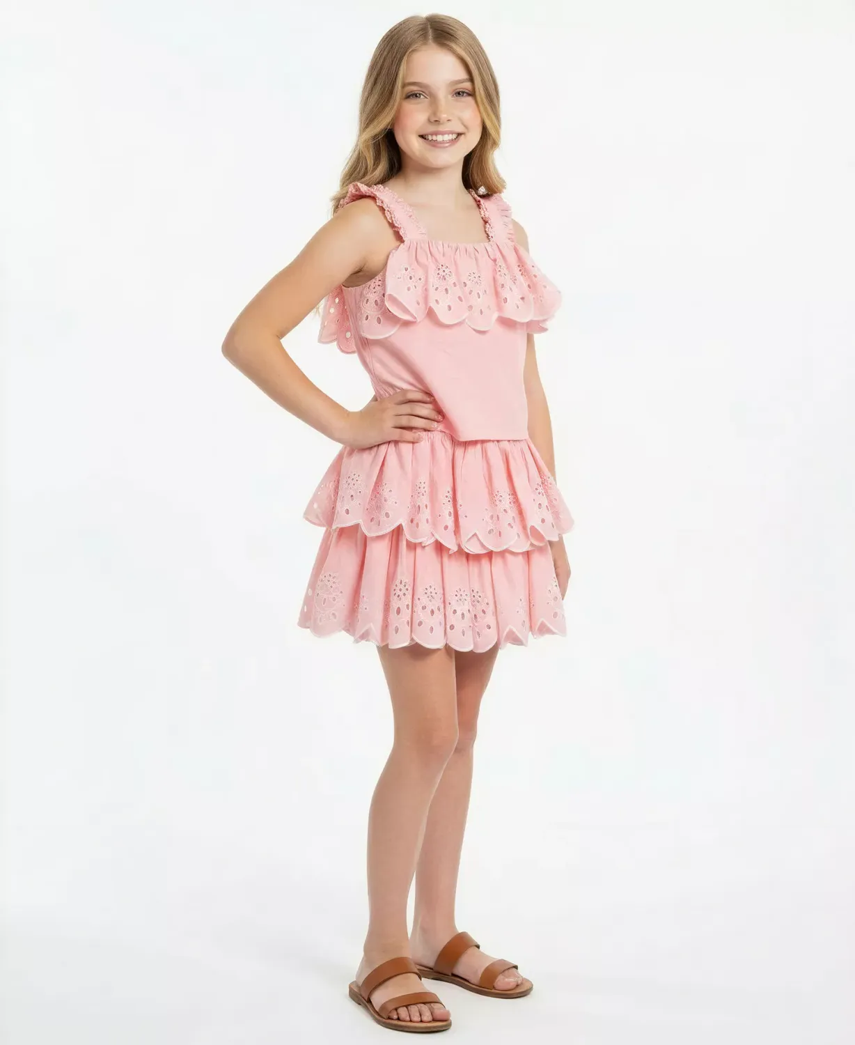 Habitual Pink Eyelet Skirt Set