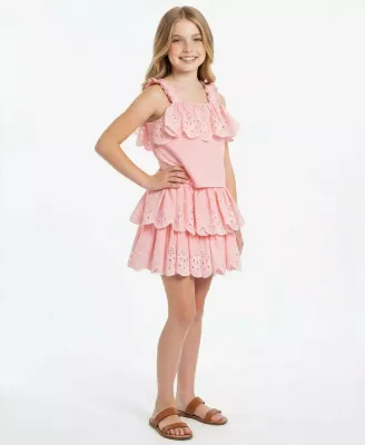 Habitual Pink Eyelet Skirt Set