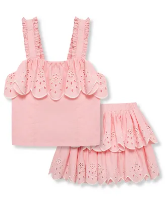 Habitual Pink Eyelet Skirt Set