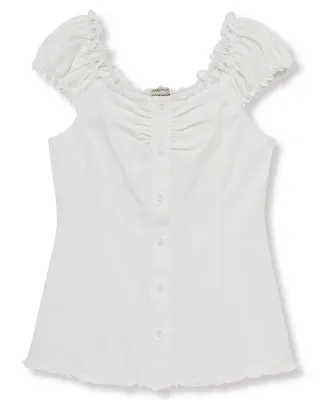 Habitual White Button Front Top